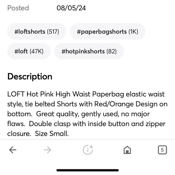 LOFT hot pink embroidered linen blend paperbag shorts NWT Sizes L and XL - Picture 2 of 7